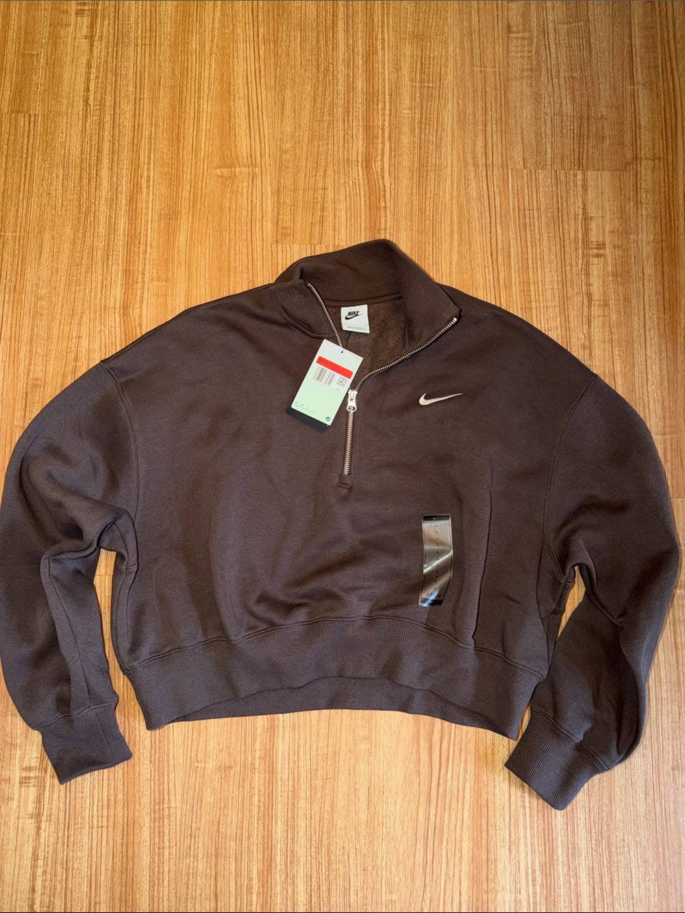 Nike Dark Fauna Brown/Sail Phoenix Half-Zip Sweatshirt Large